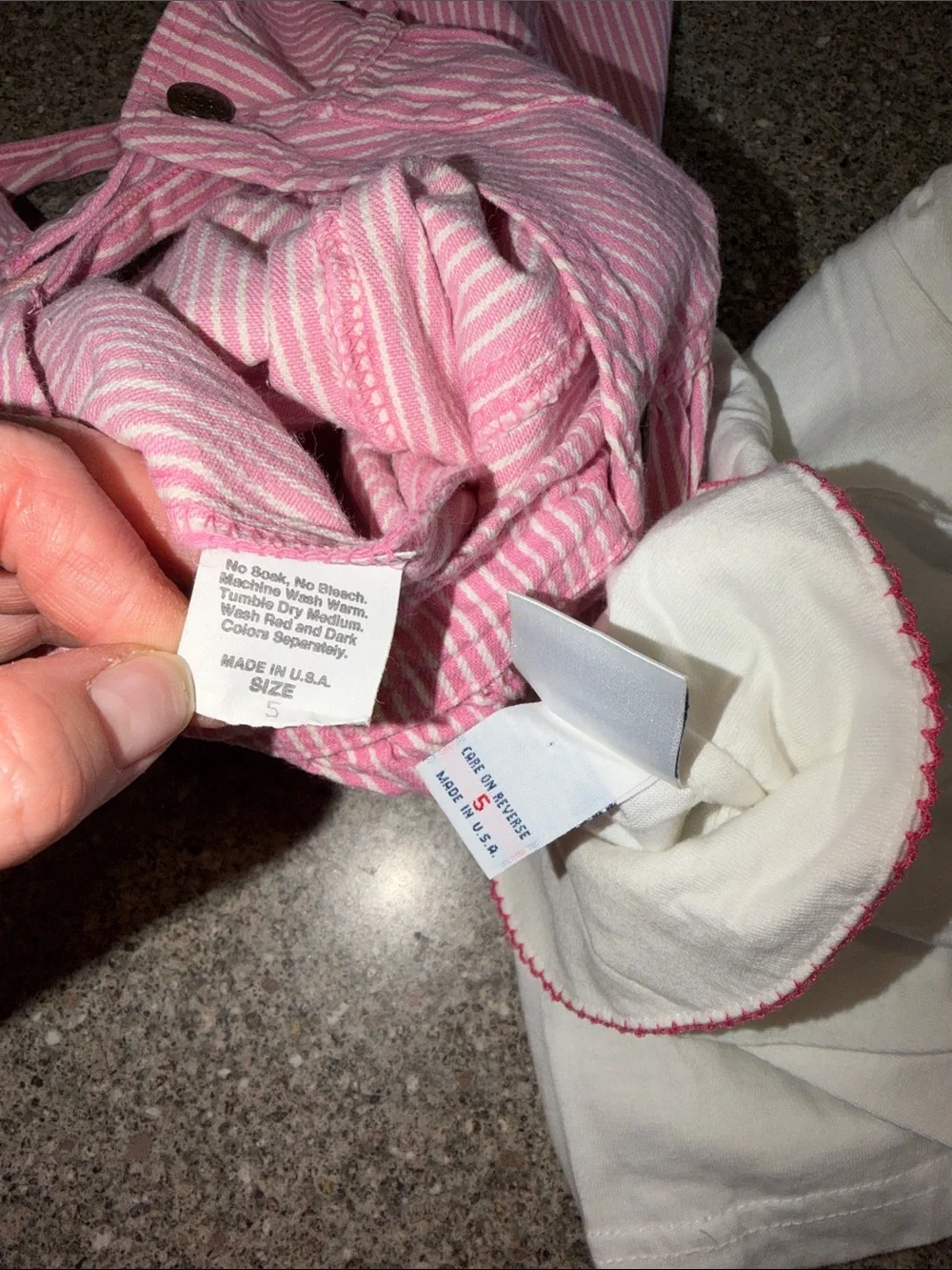 OshKosh B'gosh vintage Pink and White Striped Overalls and shirt